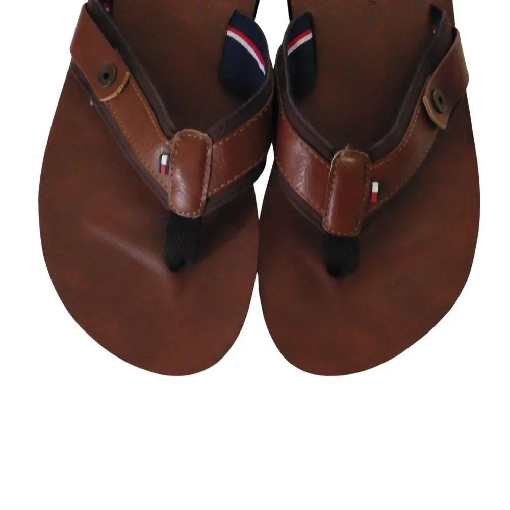 NEW Tommy Hilfiger Men’s Flip-flop Sandals, sz 12M Brown Brand new‎